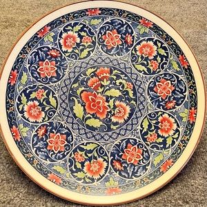 Vintage Japanese Toyo Porcelain Carnations & Peonies 12” Plate, Original Sticker